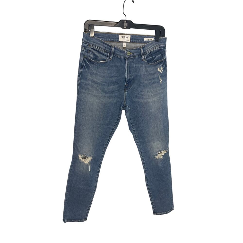 Frame Denim blue jeans Le High Skinny light wash distressed women's size 30